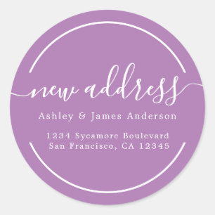 We've Moved Lavender Purple New Address Classic Round Sticker