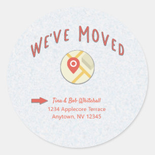 We've Moved Location Pin Icon Computer Map Classic Round Sticker