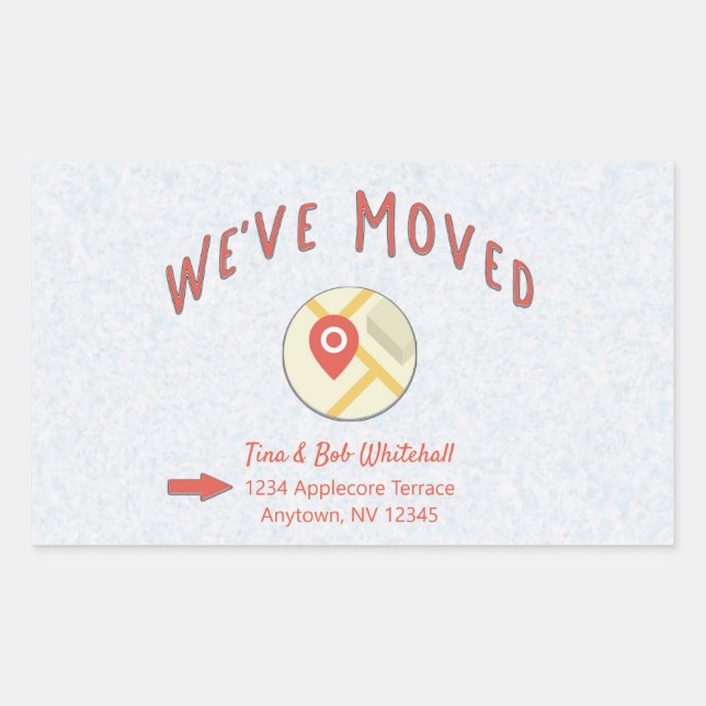 We've Moved Location Pin Icon Computer Map Rectangular Sticker (Front)