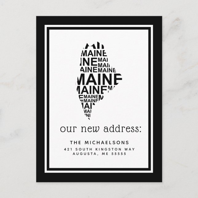 We've Moved | Maine Typography Holiday Postcard (Front)