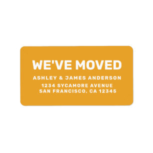 We've Moved Mellow Yellow New Address Label