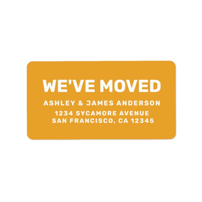 We've Moved Mellow Yellow New Address Label (Front)