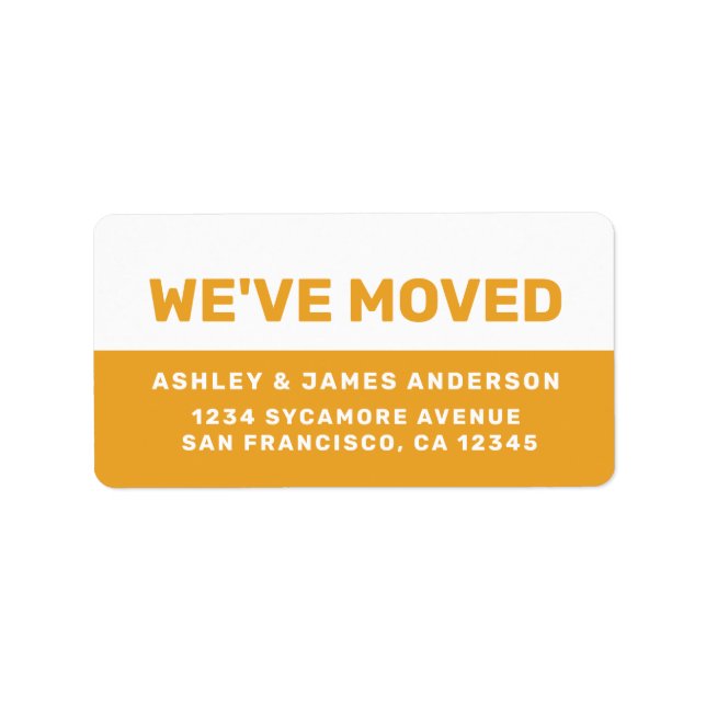 We've Moved Mellow Yellow White New Address Label (Front)