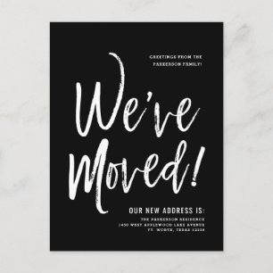 We've Moved   Minimal Black New Address Postcard
