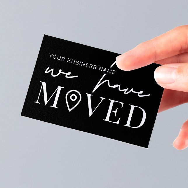 We've Moved Minimal Business Office Address Change Card (Minimalist black and white office address change announcement note cards for business)