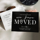 We've Moved Minimal Business Office Address Change Postcard<br><div class="desc">Let your customers, employees and delivery providers about your new office address with this minimalist We Have Moved Business Postcard Design. Featuring black and white design with trendy fonts, space for your business name, new address, contact details and opening hours, this modern we've moved postcard is an easy way to...</div>