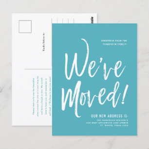 We've Moved Minimal Sapphire Blue New Address Postcard
