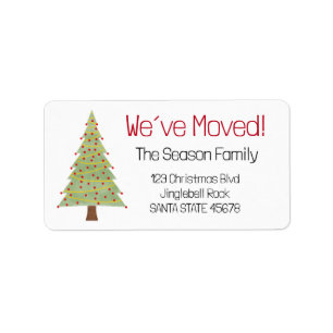 We've Moved Minimalist Christmas Tree  Label