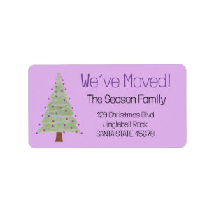 We've Moved Minimalist Christmas Tree  Label