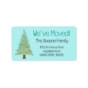 We've Moved Minimalist Christmas Tree Label