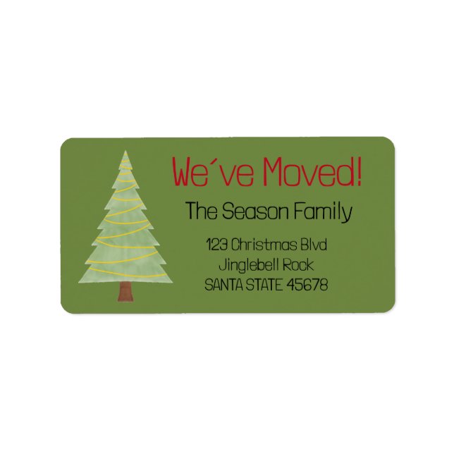 We've Moved Minimalist Christmas Tree  Label (Front)