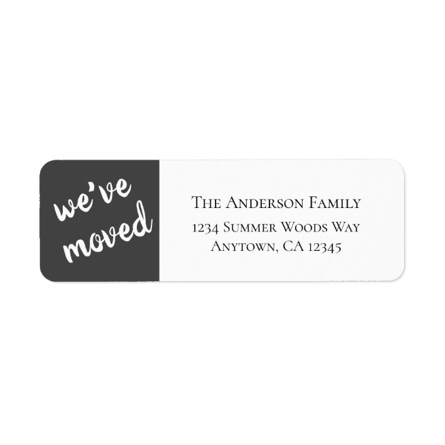 We've Moved | Modern Charcoal Return Address Label (Front)