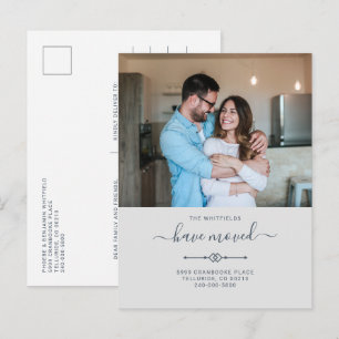 We've Moved Modern Couple Photo Moving Announcement Postcard
