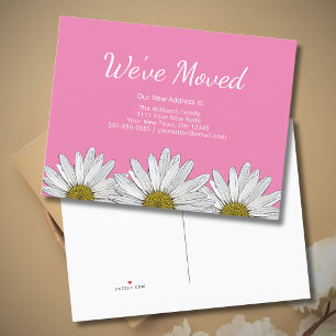 We've Moved Modern Daisies New Home Pink Announcement Postcard