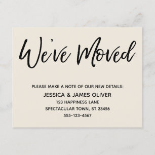 "We've Moved" Modern Handwriting Cream Card