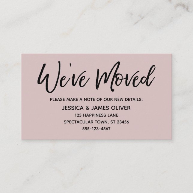 We've Moved Modern Handwriting Dusty Rose Card (Front)