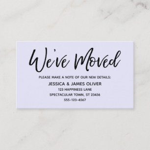 We've Moved Modern Handwriting Lavender Card