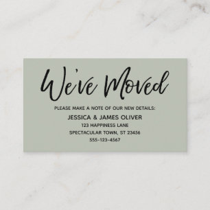We've Moved Modern Handwriting Sage Insert Card