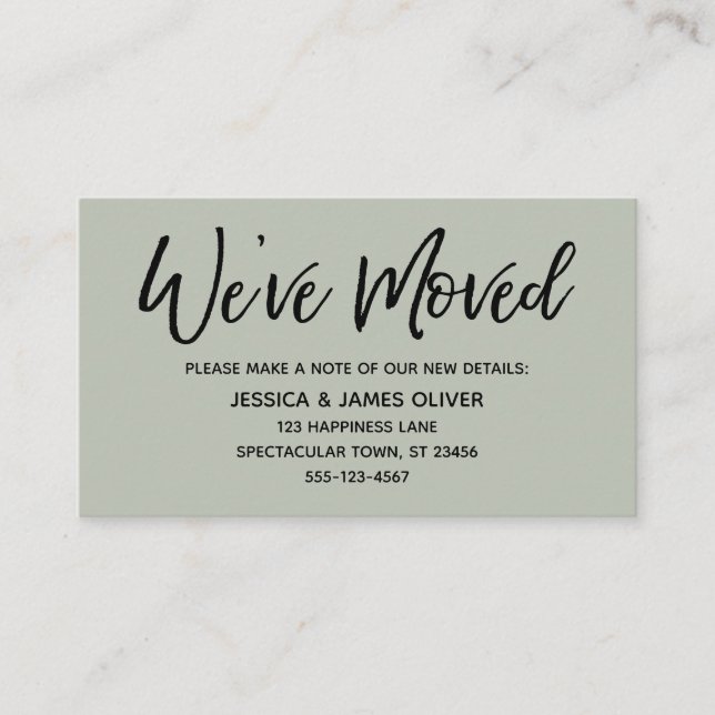 We've Moved Modern Handwriting Sage Insert Card (Front)