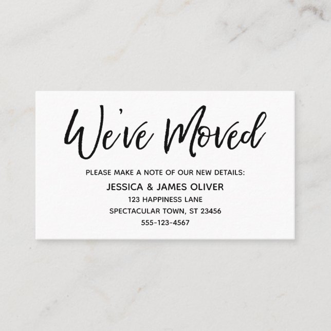 "We've Moved" Modern Handwriting Typography Card (Front)