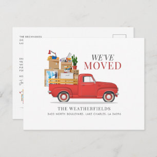 We've Moved Modern Red Truck Moving Announcement Postcard