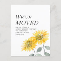 We've Moved Modern Watercoler Sunflower Moving