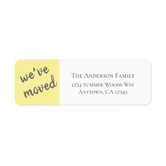 We've Moved | Modern Yellow Return Address Label (Front)