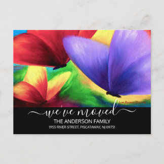 We've Moved Moving Announcement Butterfly Painting Postcard