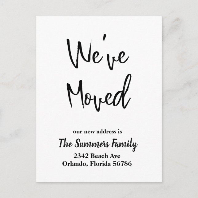 We've Moved Moving Announcement Modern Script Postcard (Front)