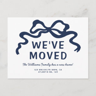 We've Moved Moving Announcement Navy Blue Postcard