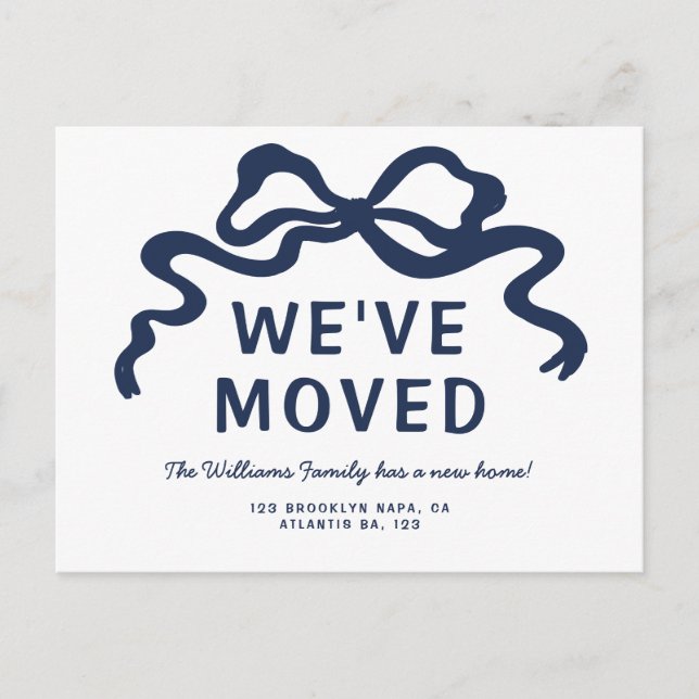 We've Moved Moving Announcement Navy Blue Postcard (Front)