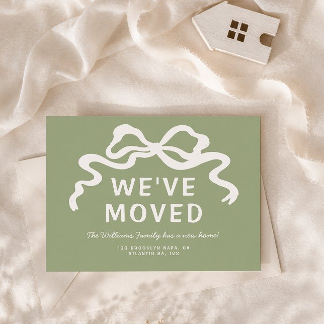 We've Moved Moving Announcement Sage Green Postcard (Creator Uploaded)