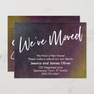 We've Moved Multicolored Grunge Burst Graphic Card