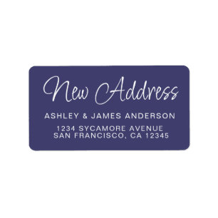 We've Moved Navy Blue New Address label