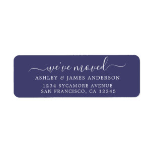 We've Moved Navy Blue New Address label