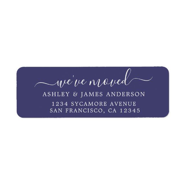 We've Moved Navy Blue New Address label (Front)