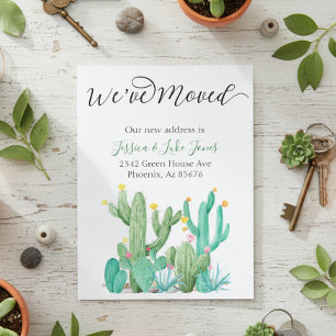 We've Moved New Address Announcement House Cactus Postcard