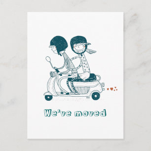 We've moved New Address Love Couple on Announcement Postcard