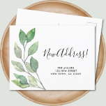 We've Moved New Address Moving Announcement Postcard<br><div class="desc">Let family and friends know your new address with this botanical moving announcement postcard. It is decorated with watercolor greenery and stylish script typography. Easily customisable. Personalise the back with names and your new address. Use the Design Tool to change the text size, style, or colour. Because we create our...</div>