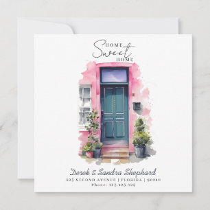 We've Moved New Address pink Watercolor Door Card