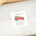 We've Moved New Address Red Truck Christmas Moving Square Sticker<br><div class="desc">Announce your move this holiday with a cute illustration red truck design sticker. Easily change the details on by clicking the "Personalise" button above.</div>