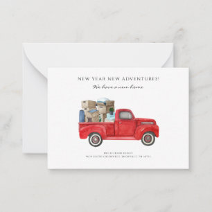 We've Moved New Address Red Truck Moving Card