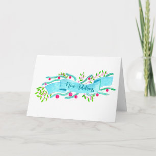 We've Moved/New Address , watercolor Christmas Holiday Card