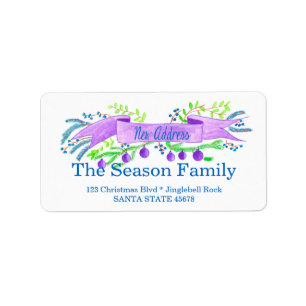 We've Moved/New Address , watercolor Christmas Label