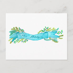 We've Moved/New Address , watercolor Christmas Postcard