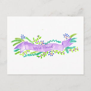 We've Moved/New Address , watercolor Christmas Postcard