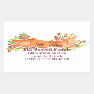 We've Moved/New Address , watercolor Christmas Rectangular Sticker