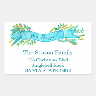 We've Moved/New Address , watercolor Christmas Rectangular Sticker