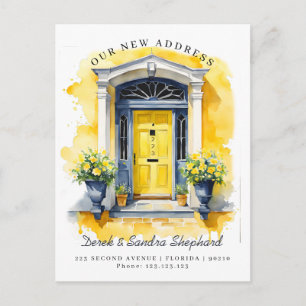 We've Moved New Address yellow Watercolor Door Announcement Postcard