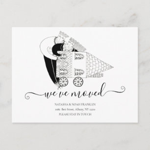 We've Moved New Home Black And White Announcement  Postcard